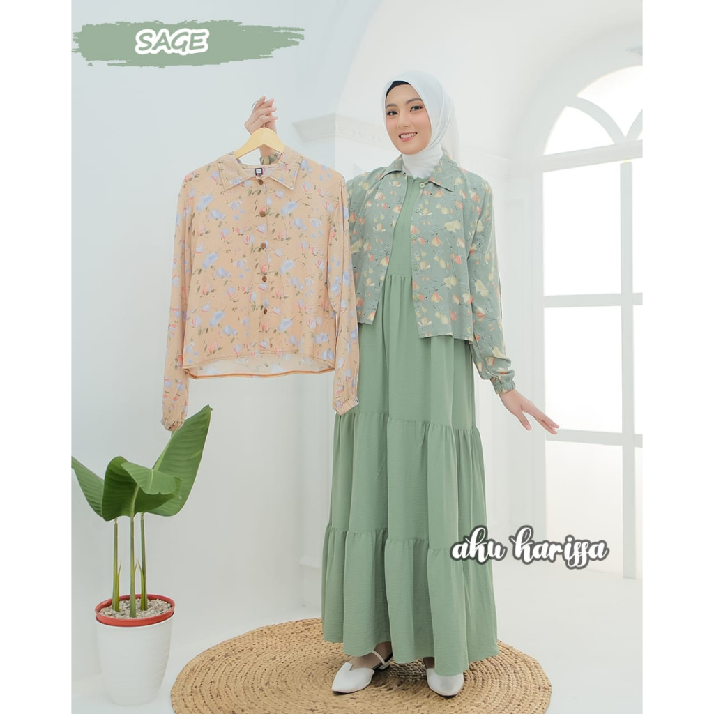 KANIFA AKU KARISSA DRESS MIX OUTER CROP TOP POLOS DAN MOTIF KEKINIAN GAMIS KASUAL REMAJA WANITA IBU IBU UPDATE MASA KINI