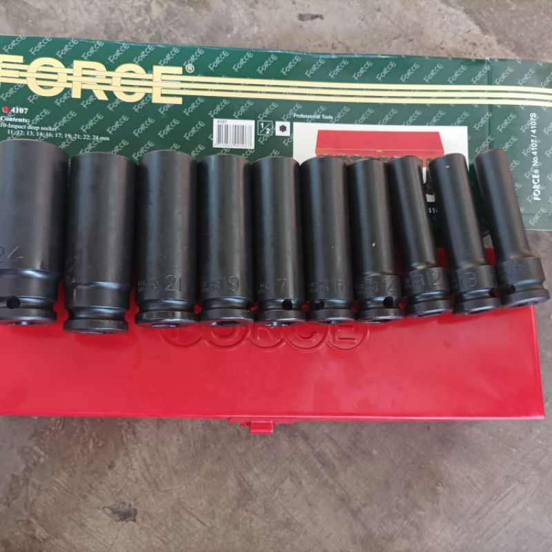 Kunci shock impect 1/2" set 10 pcs FORCE AIR SOCKET DEEP impect 10-24mm