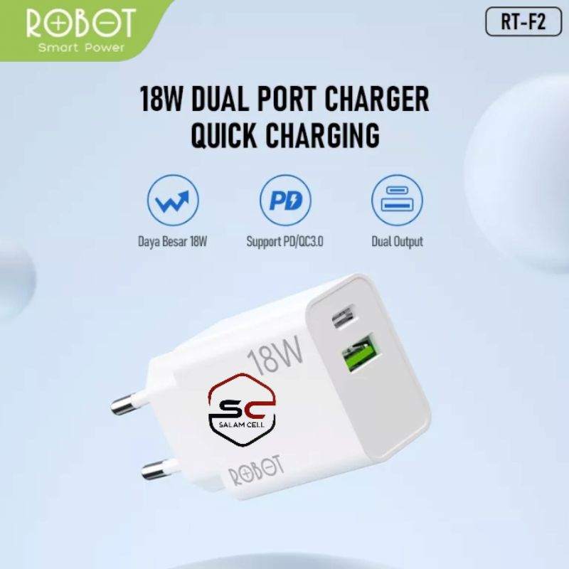 Charger ROBOT RT-F2 18W PD/Quick Charge 3.0 Dual Output