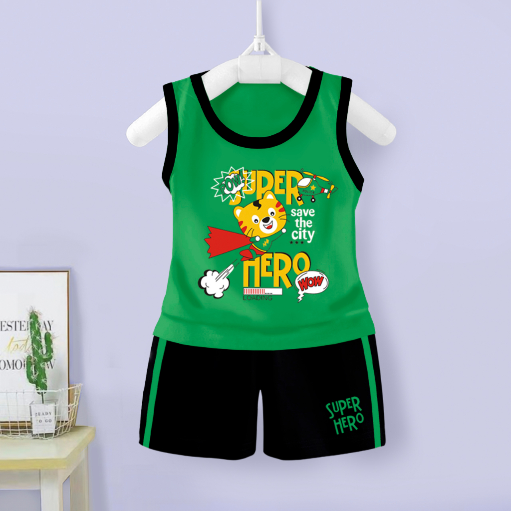 RAMORA SETELAN BAJU ANAK LAKI LAKI / SET BAJU SINGLET ANAK UMUR 1-6 THN