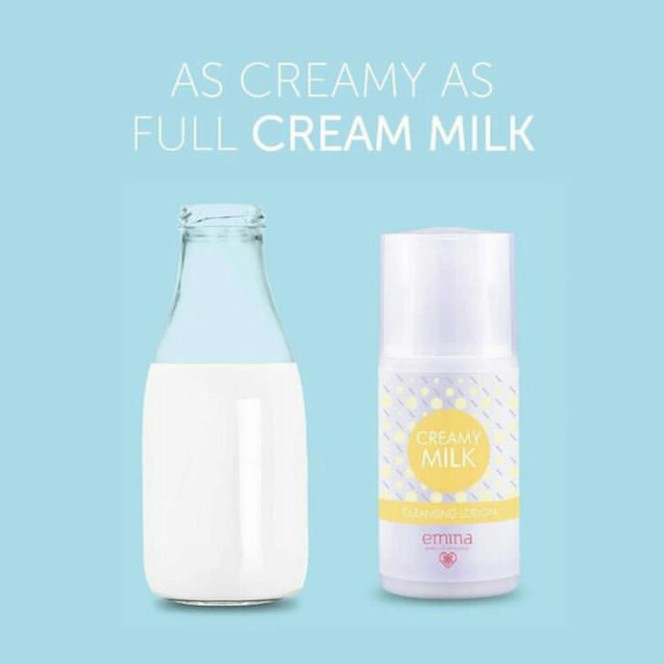 EMINA Creamy Milk Indonesia / Pembersih Wajah 50ml / Grape Seed Extract Vitamin B / Cleansing Lotion / Cleanser Facial Wash / Sabun Pencuci Cuci Muka / Lembut Ringan / pH Balance Untuk Semua Jenis Kulit / Skincare Face Care / Treatment Perawatan Series