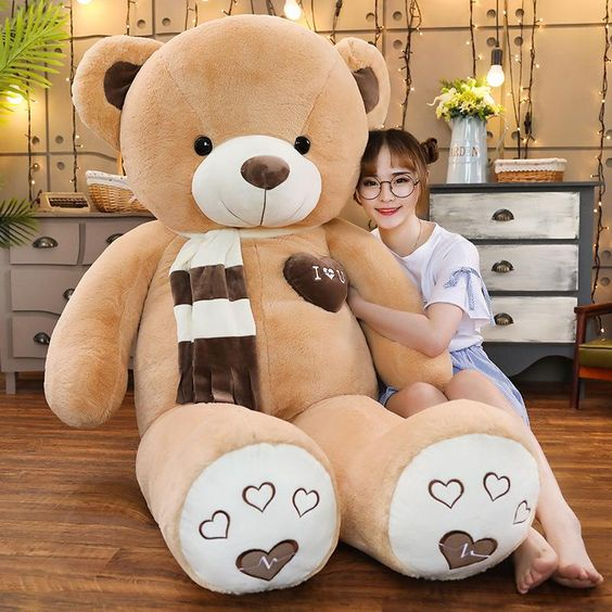 Boneka Beruang / Teddy Bear Doll FLUFFY SYAL SUPER JUMBO Ukuran 1,5 Meter Bahan Lembut