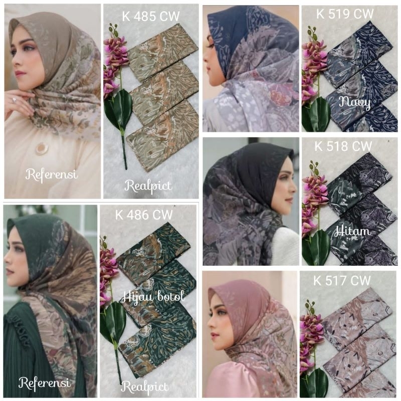 jilbab segi empat  motif voal motif lasercut denay motif voal motif premium (harga grosir partai)