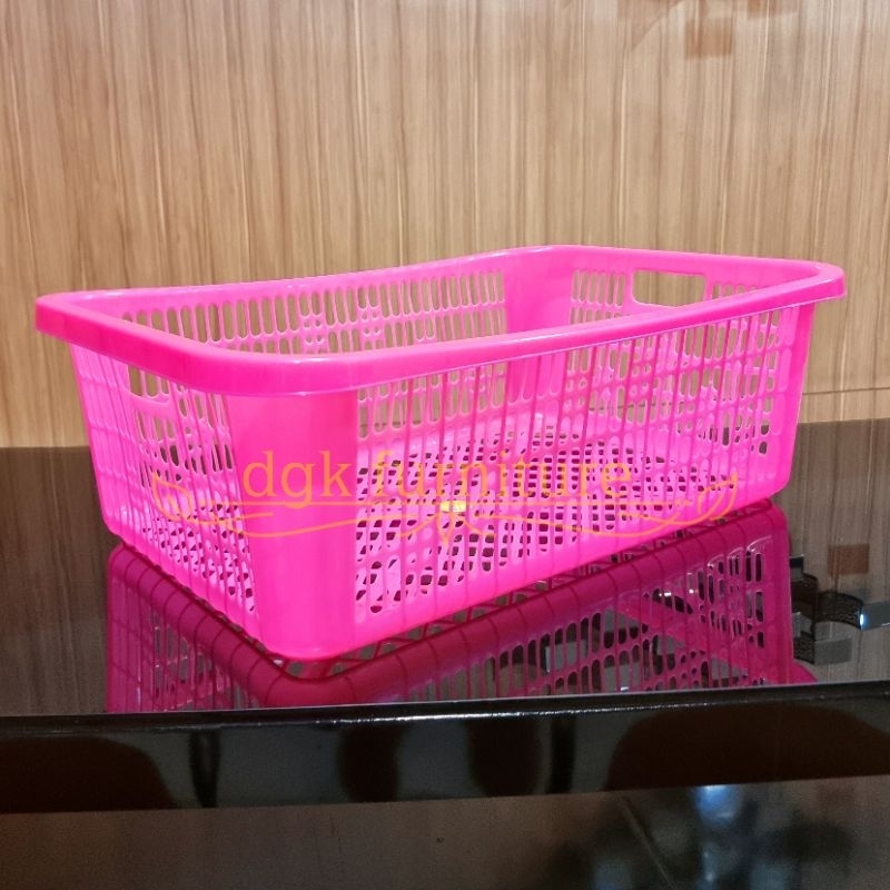 Keranjang Tempat Setrika Baju Pakaian Kain Laundry Bersih Kotor Anak Bayi Buah Serbaguna Serba guna Plastik JUMBO PINK HIJAU BIRU