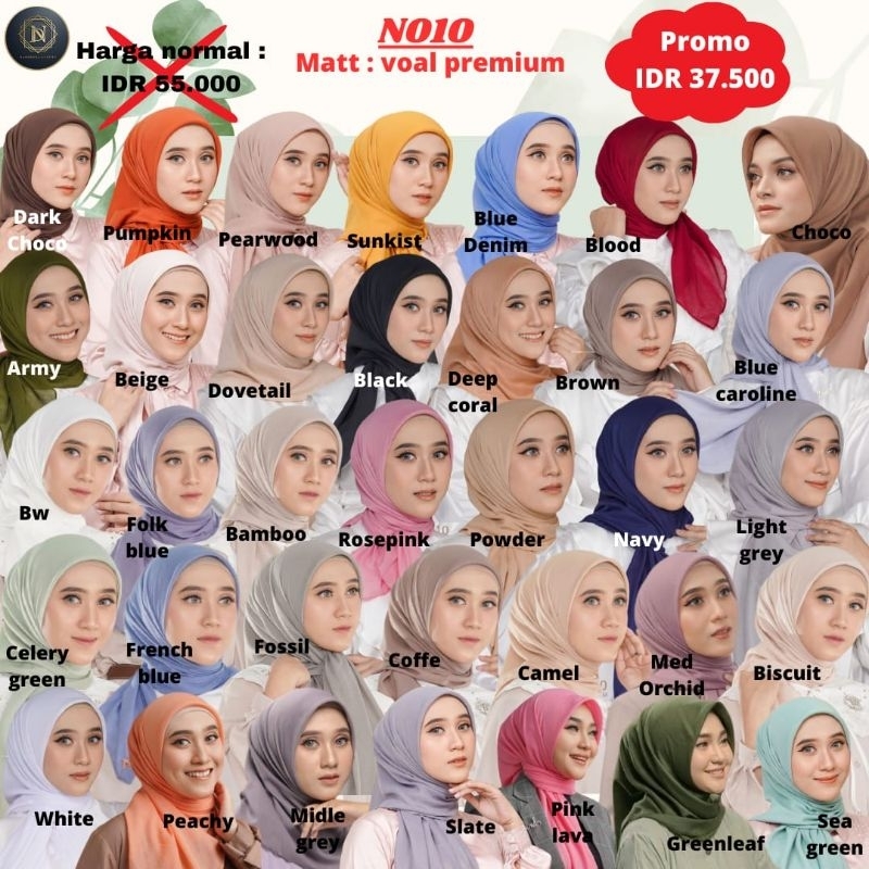 Nadheera 010 Special Price / Hijab Segiempat/Kerudung Polos