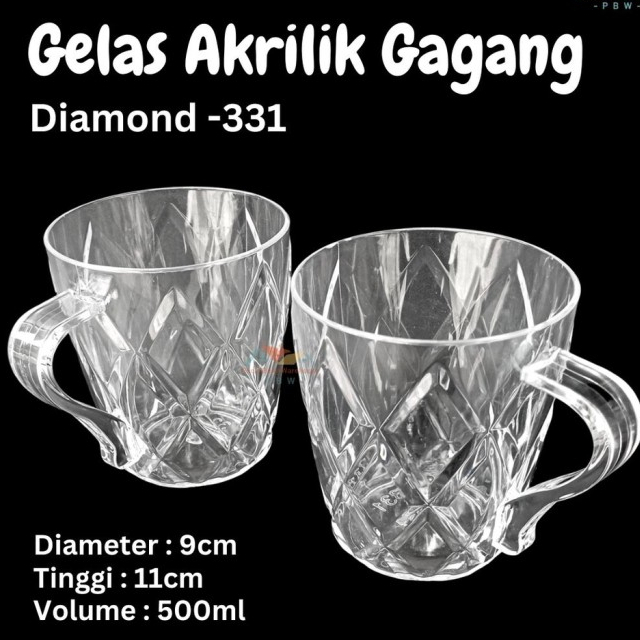 FJS - Promo 12 pcs Gelas Akrilik Gagang 331 Anti Pecah / Gelas Anti Pecah / Gelas Bir / Gelas Mika A