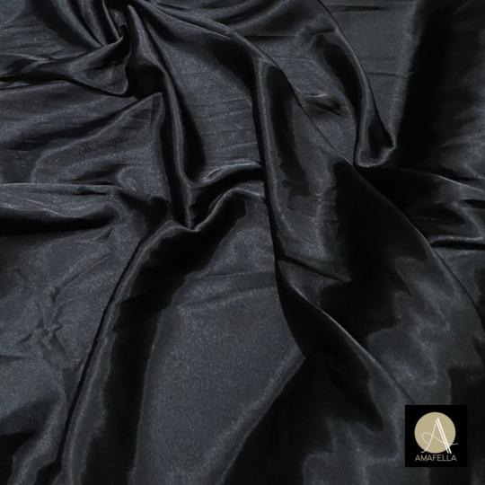 1/2 meter Kain Satin Charmuse / Satin Silk Premium Warna Black