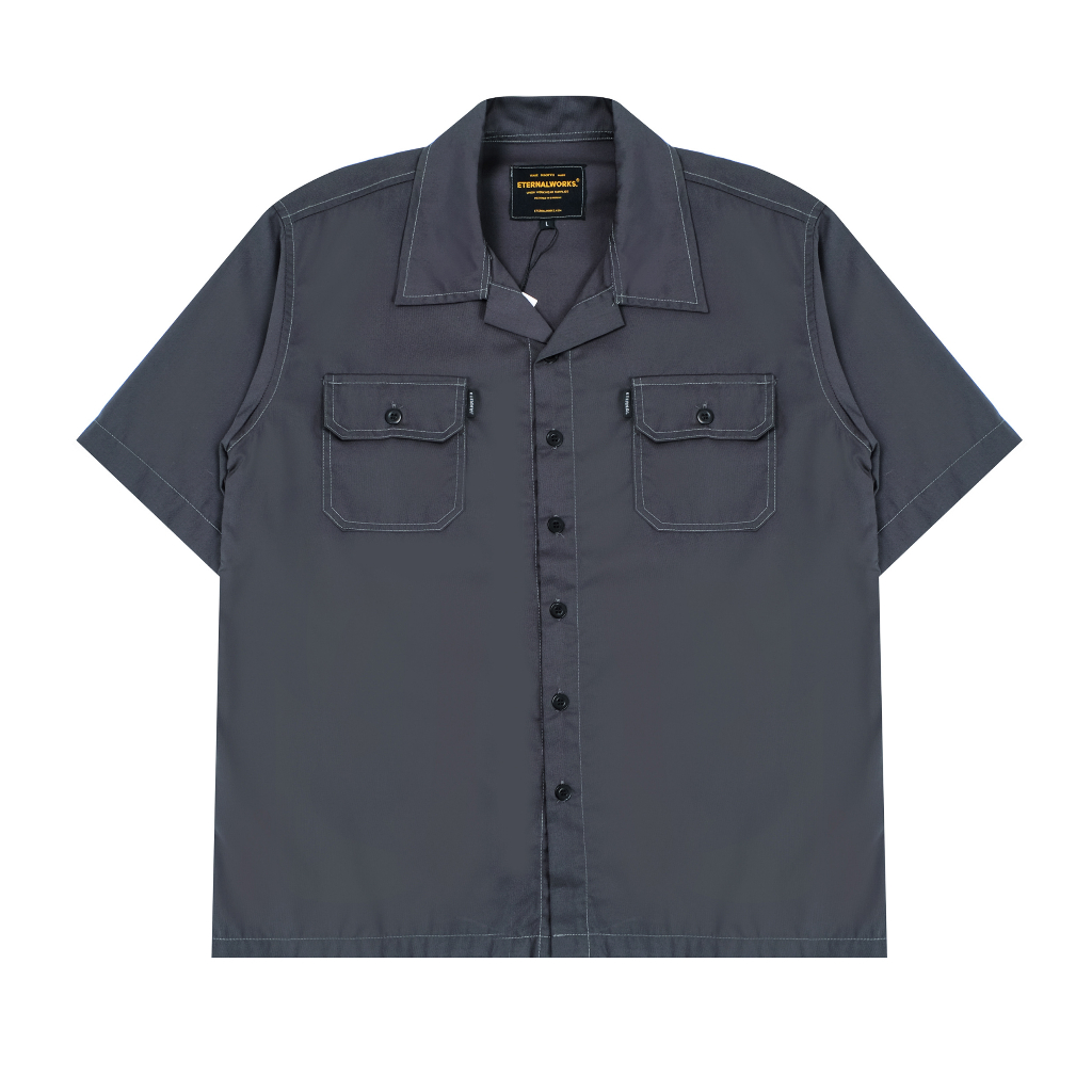STONE WORKSHIRT GREY - KEMEJA KERJA POLOS - KEMEJA POLOS