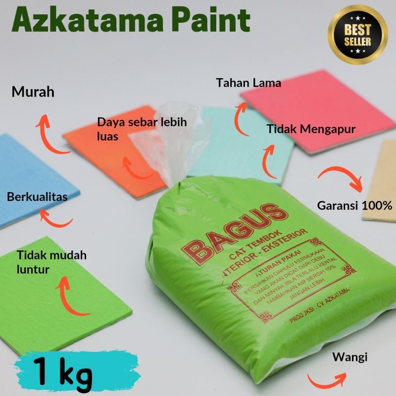 Azkatama Paint Cat tembok kiloan cat dinding rumah Bagus eksterior dan interior 1 Kg