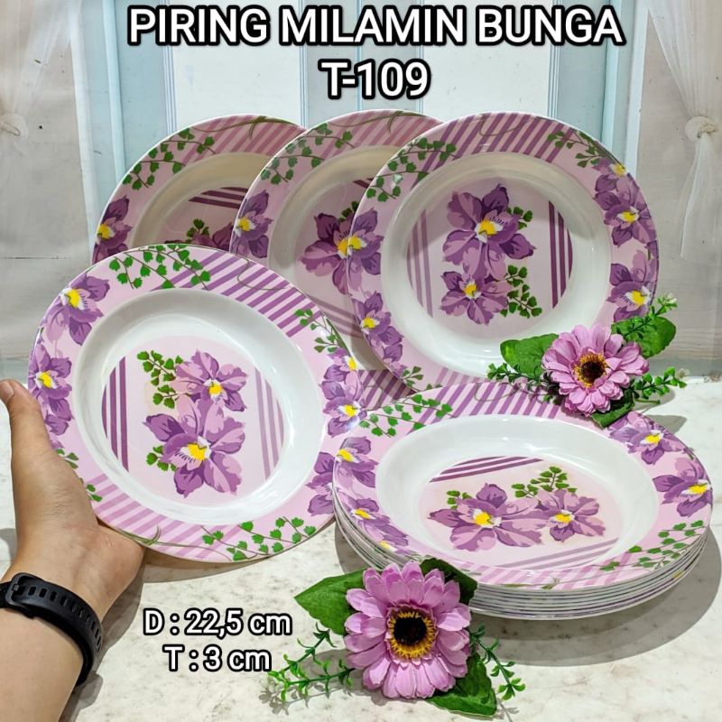 (Harga 1 Lusin) Piring Milamin / Semi Melamin Motif Bunga