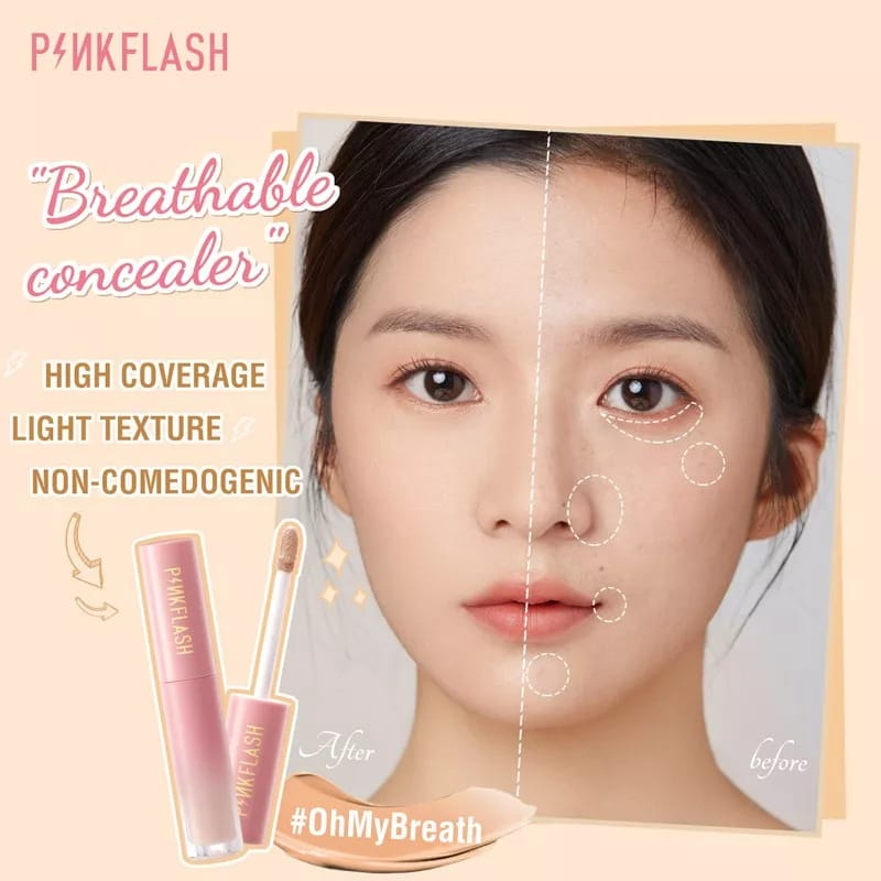 PINKFLASH OhMyBreath Breathable Liquid Concealer Tahan Lama Matte /BB