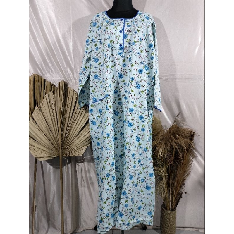 LONGDRESS LENGAN PANJANG BAHAN KATUN JEPANG MERK ALVIN SIZE XL  LD 120 CM