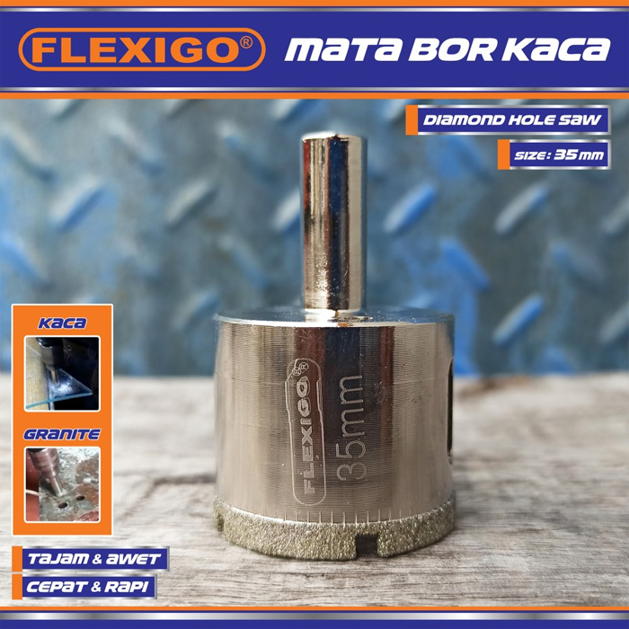 Mata Bor Kaca  Dan Granite 35 mm Original Flexigo Diamon Hole Saw