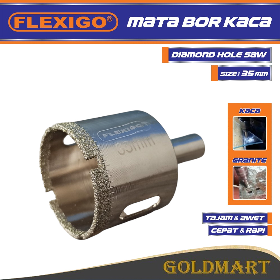 Mata Bor Kaca  Dan Granite 35 mm Original Flexigo Diamon Hole Saw