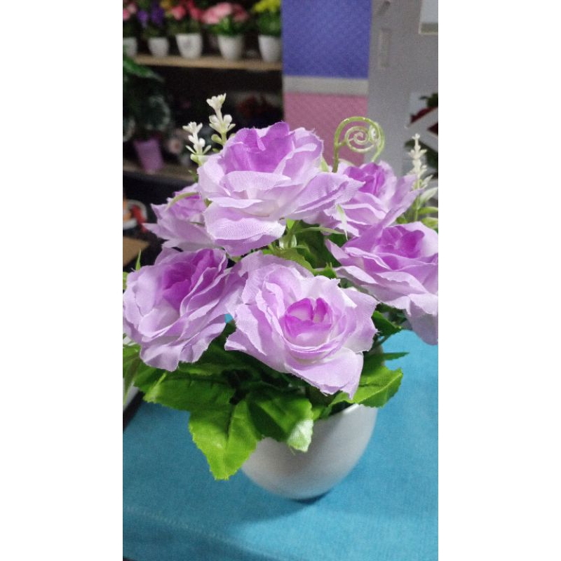 bunga hias plastik/bunga mawar ungu