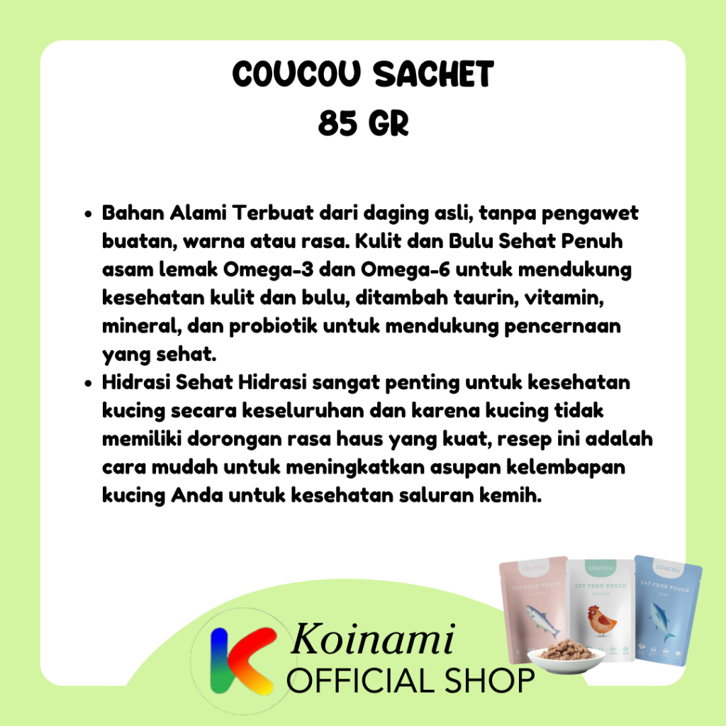 CouCou Sachet 85gr - Makanan Basah Kucing Pouch - Makanan Kucing Premium - Cat Wet Food