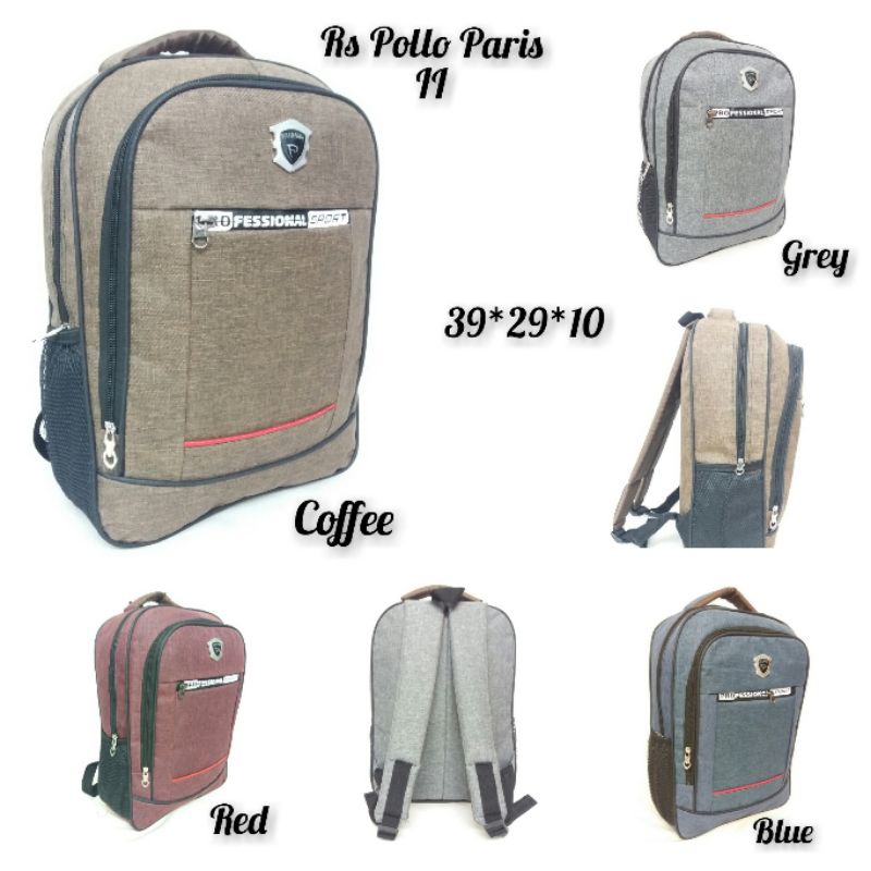 Tas Ransel / Tas Sekolah / Tas Punggung Polo Paris Resleting Sablon 02