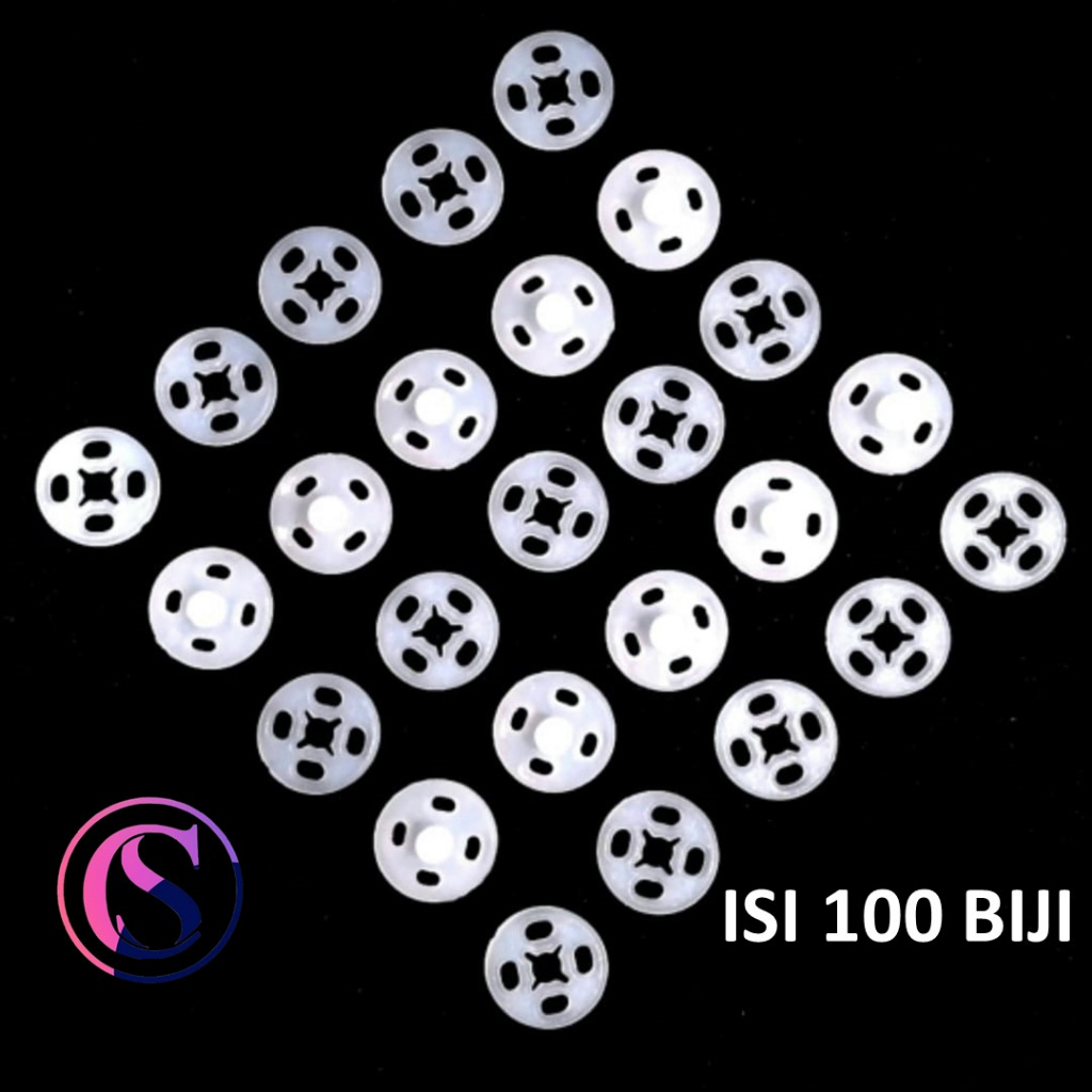 [Isi 100 biji] Kancing klepet plastik 10 mm transparant / kancing jepret / kancing cetet / ceples