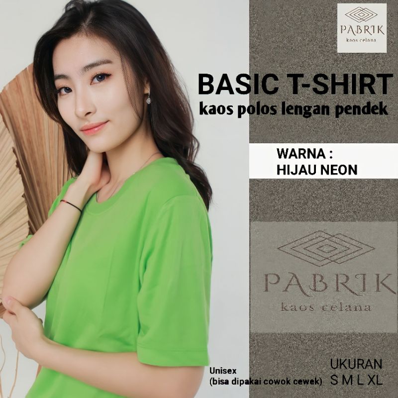BAJU KAOS POLOS LENGAN PENDEK WANITA PRIA HIJAU NEON| SHIRT KAOS OBLONG