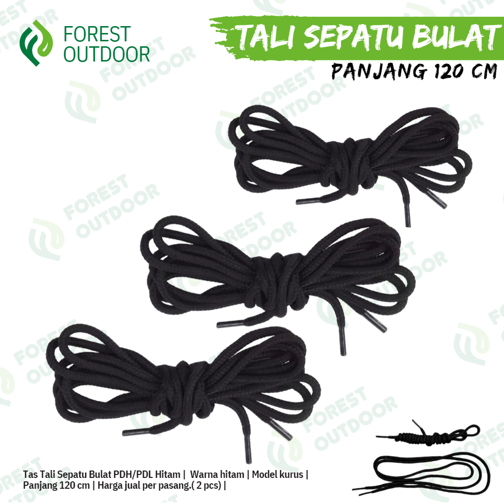 Tali sepatu bulat  panjang 120cm - tali sepatu pdh - tali sepatu bulat elastis