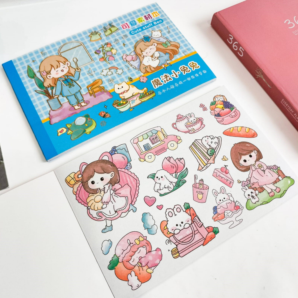 PAKET STICKER KARAKTER CEWE BENTUK NOTEBOOK SPIRAL KODE KL-43 UNIK ALAT JURNALING LUCU IMUT KARAKTER GAMBAR