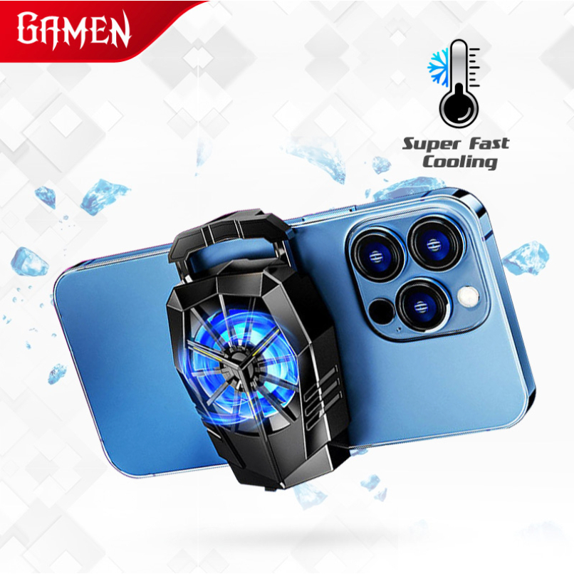 GAMEN Fan Cooler Radiator Pendingin HP Cooling Fan Gaming GMR02 Without Wire Use Battery Blue Lightning Compatible