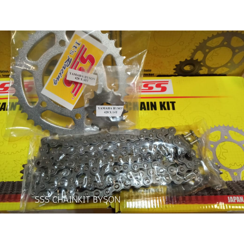 SSS Gear gir ger set chainkit byson original gear depan belakang rantai 428 14 40