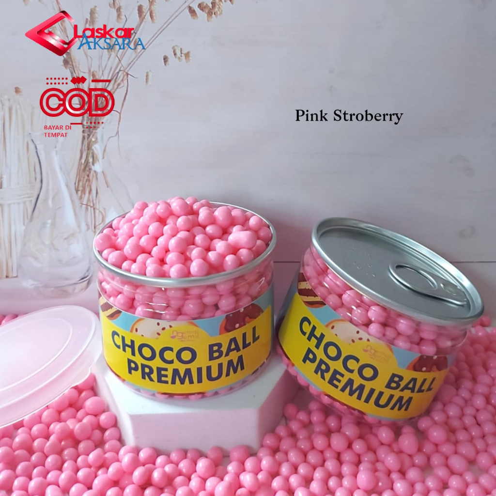 

Can - Chocoball Pink Sprinkle Bola Rasa Buah Topping Kue Donut Bolu / Premium