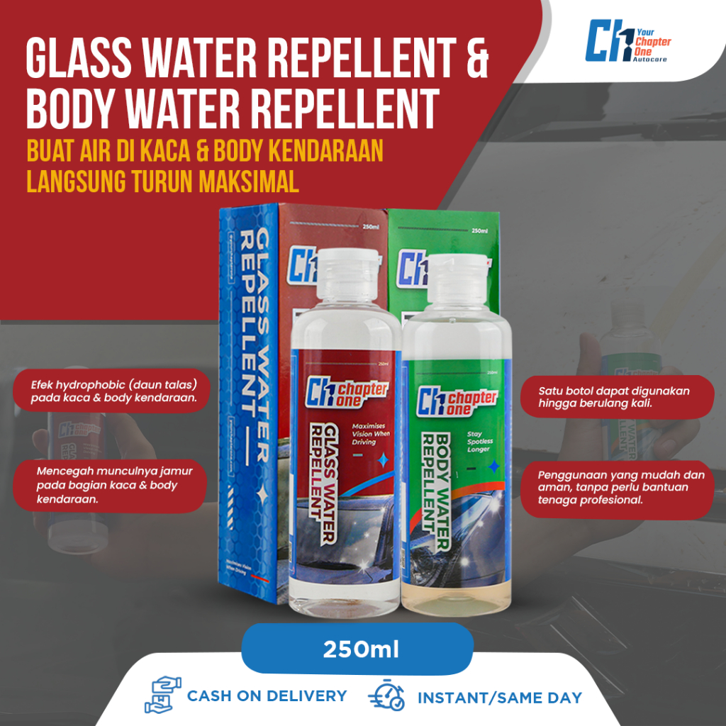 Glass Water Repellent + Body Water Repellent  | Paket Anti Air Kaca &amp; Body Kendaraan by Yourchapterone