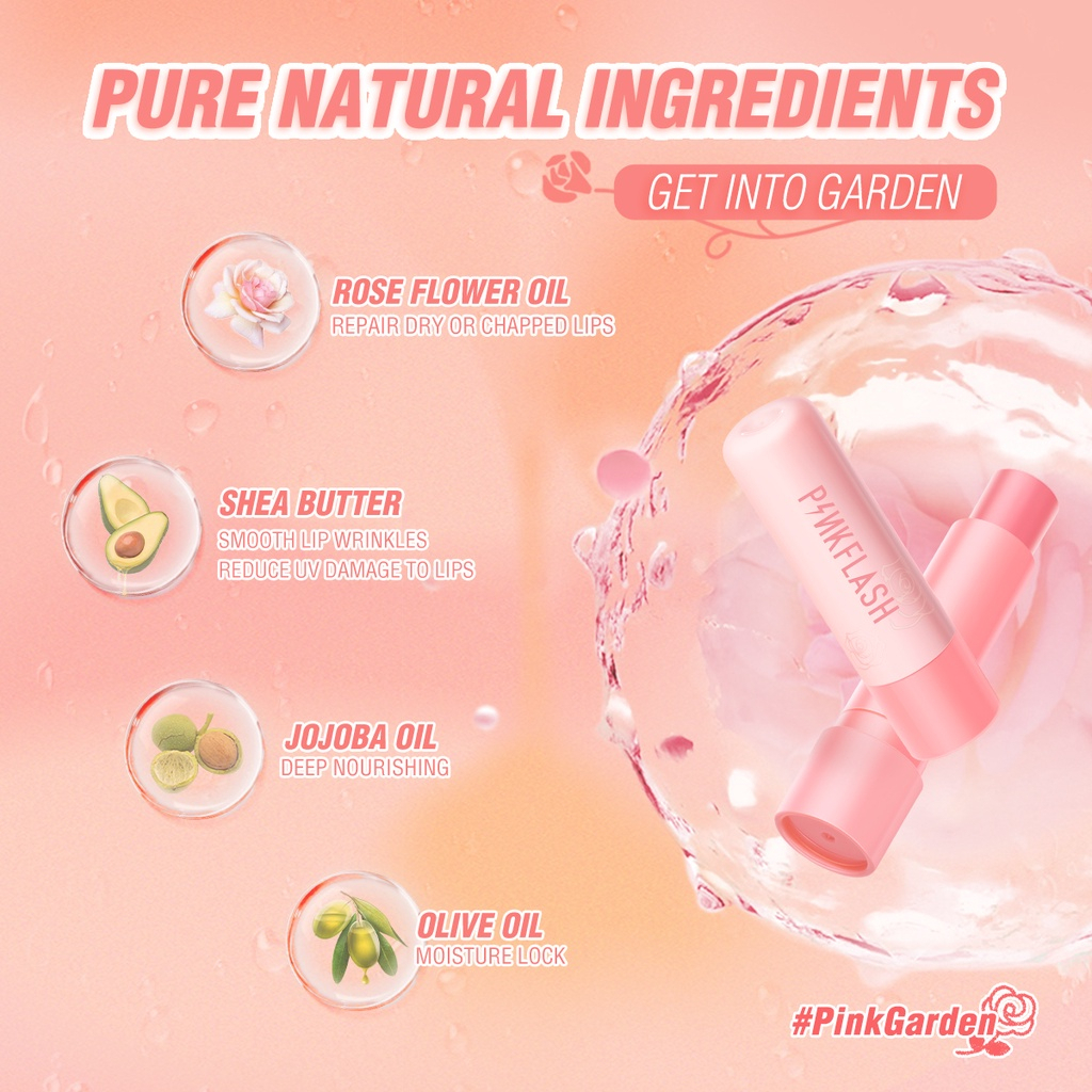 PINKFLASH Plant Oil-Based Lasting Moist Lip Balm Lip Care Deep Hydration 4 Natural ingredients Repair Nourish Reduce Wrinkles