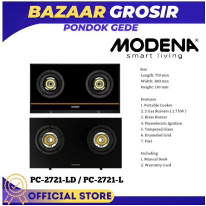 KOMPOR PORTABLE MODENA PC 2721 L / PC2721L / PC-2721L 2 TUNGKU 70CM