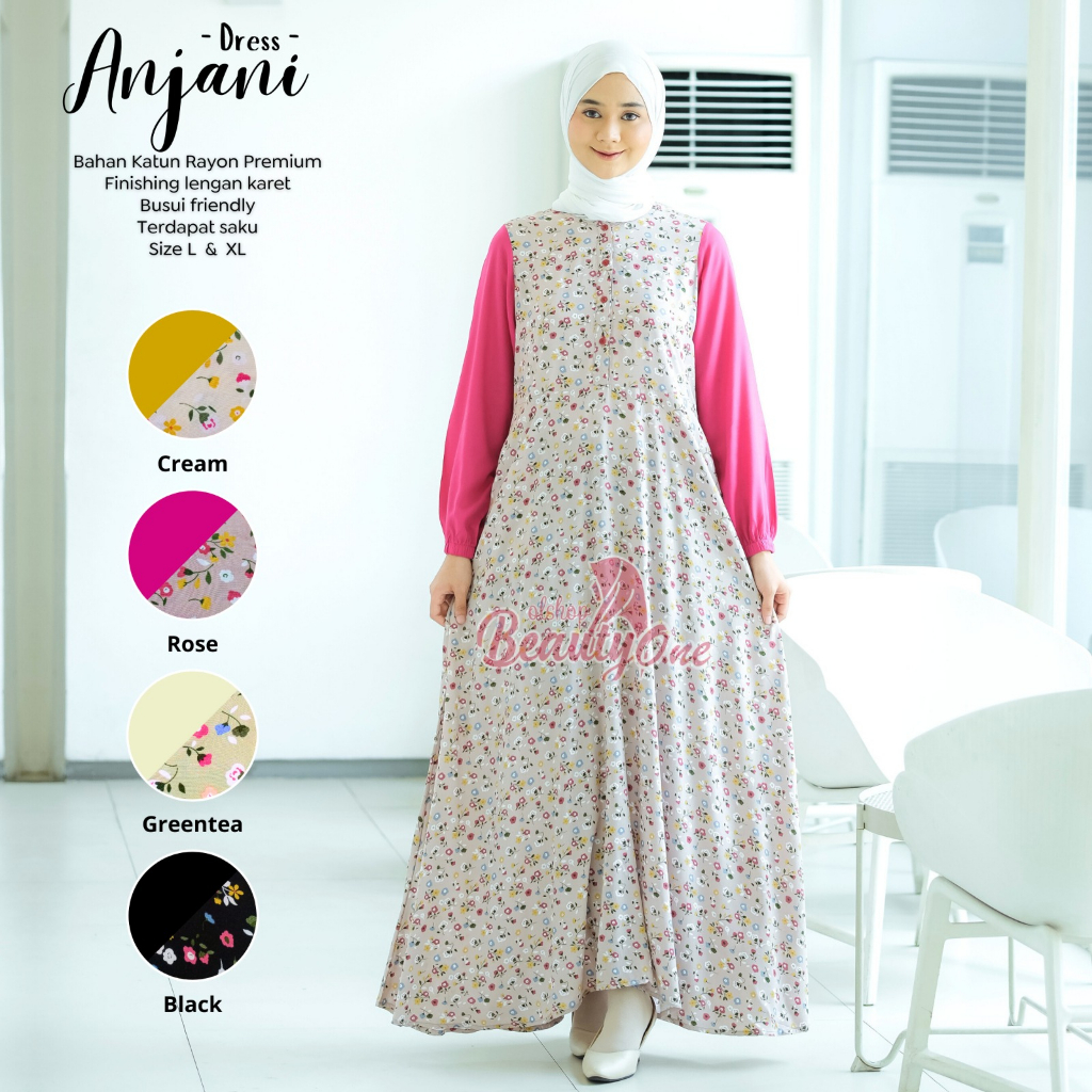 New - Gamis Dewasa Jumbo Homey Dress Anjani Dress Motif Bahan Katun Rayon Premium Nyaman Dipakai | B