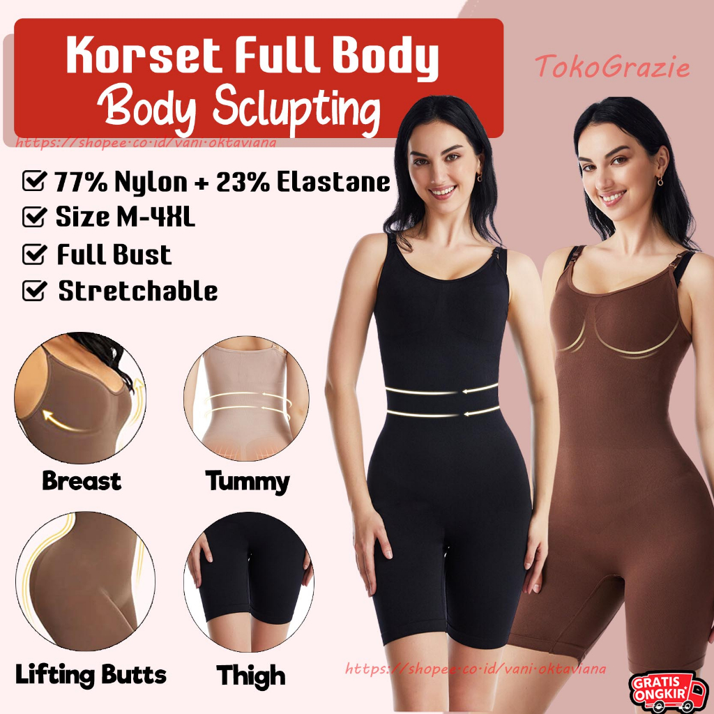 Body Sclupting | Bodysuit Korset Full Body Korset Pelangsing Badan Uk M-4XL