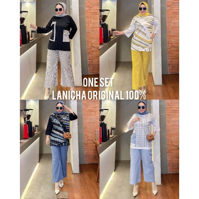 VRN ID - ONE SET KAOS LANICHA OVERSIZE/ ONE SET LANICHA/SETLAN WANITA/SETELAN LANICHA/SETELAN PREMIU
