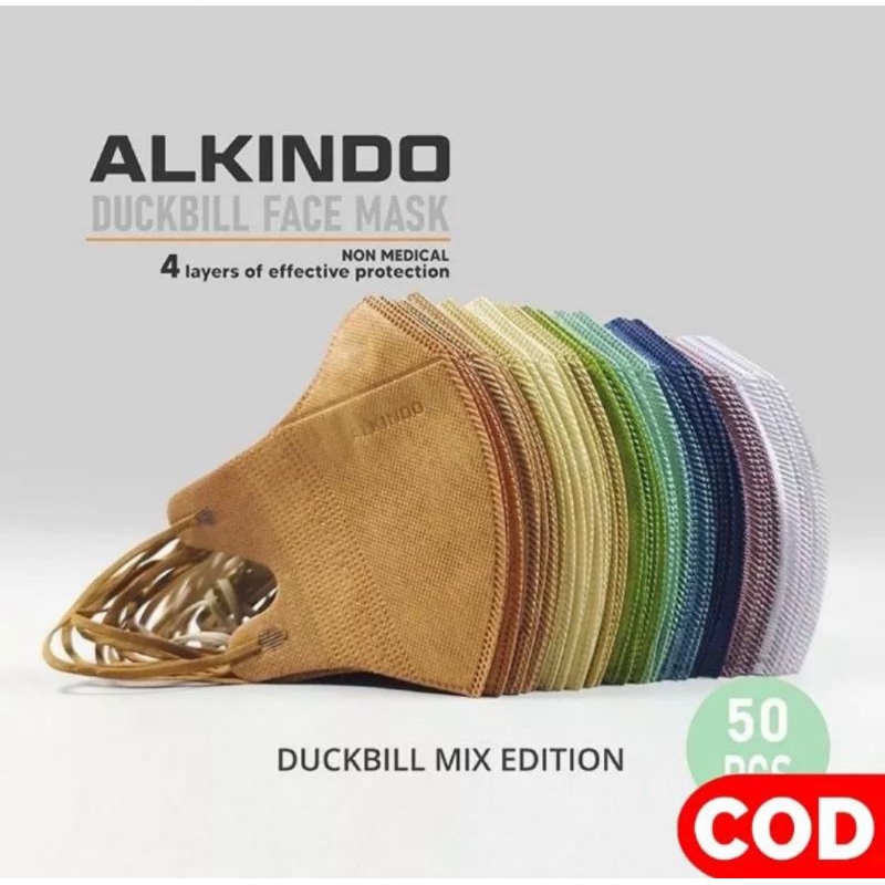 Masker Duckbil / Duckbill 4 Ply Alkindo Warna Mix soft 50pcs