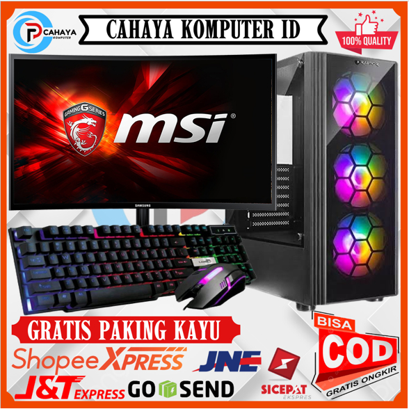 Amd Ryzen 5 5600G Ram 8GB HDD 1TB SSD 256GB Monitor 24 Inch Fulset Gaming Editting Okey Siap Pakai