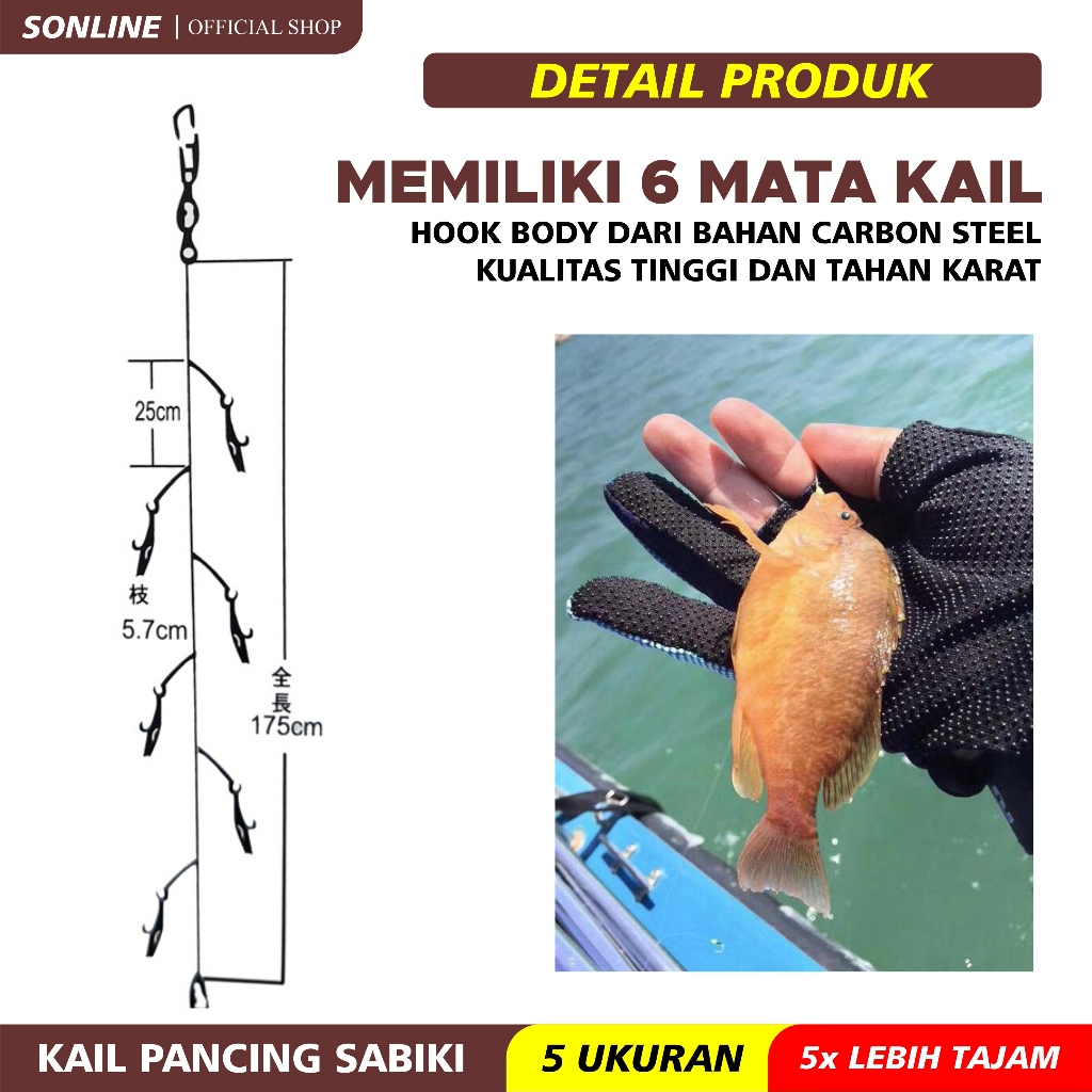 SONLINE Kotrekan Kail Umpan Pancing Sabiki Kail Umpan Gantung Sutra Perak Kail Jig Benang Pesca Bulu Baja Karbon Tinggi