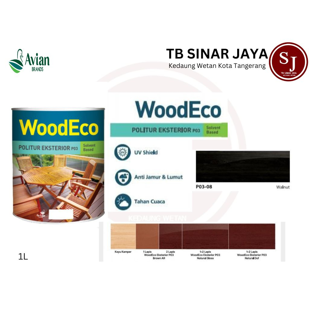 WOODECO / WOOD ECO POLITUR EKSTERIOR VERNIS PERNIS KAYU 1L P03 -08 WALNUT