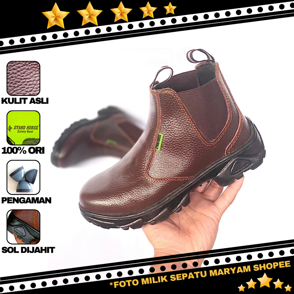 Sepatu Pria Safety Shoes Kulit Asli Sepatu Septy Ujung Besi Ori