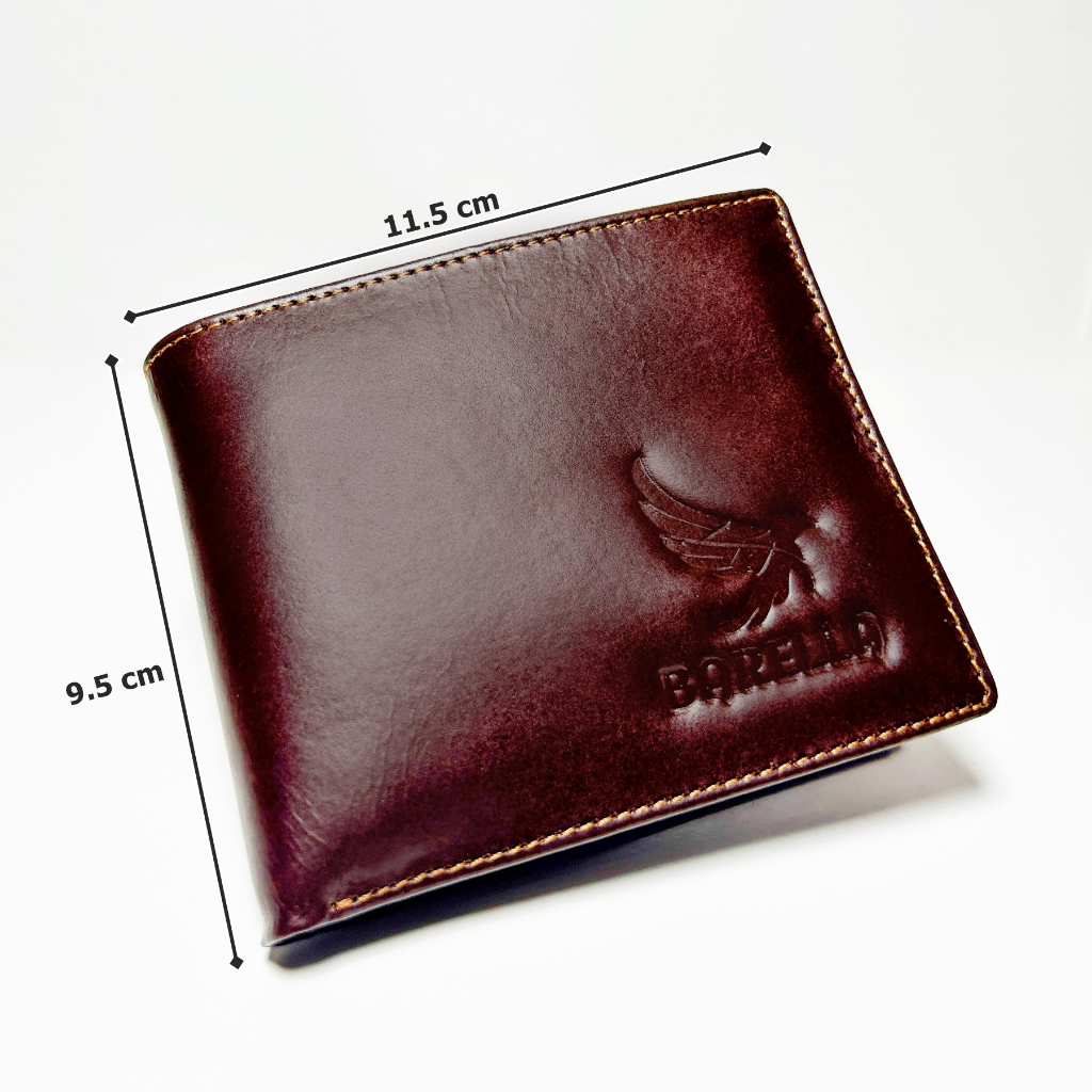 Dompet Pria Kulit Asli Slot Kartu Banyak Model Lipat Casual - Coklat Brown Cokelat / Hitam Black - Barella