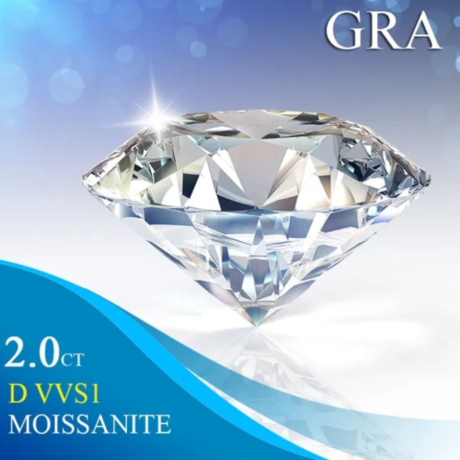 Moissanite Diamond 2ct Asli Bersertifikat GRA