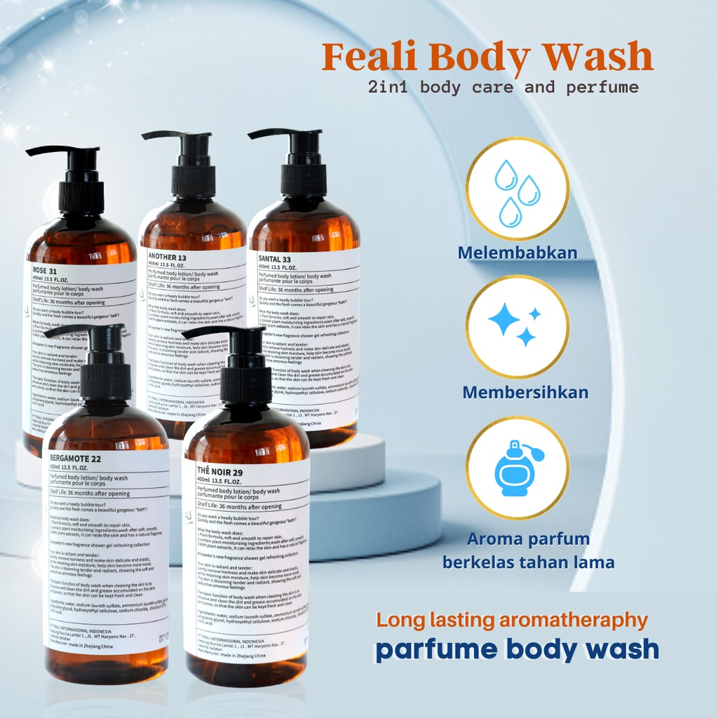 | LB | FEALI Perfume Body Wash Sabun Mandi Cair Shower Gel Brightening Moisturizer Anti Acne Solution - 400ML