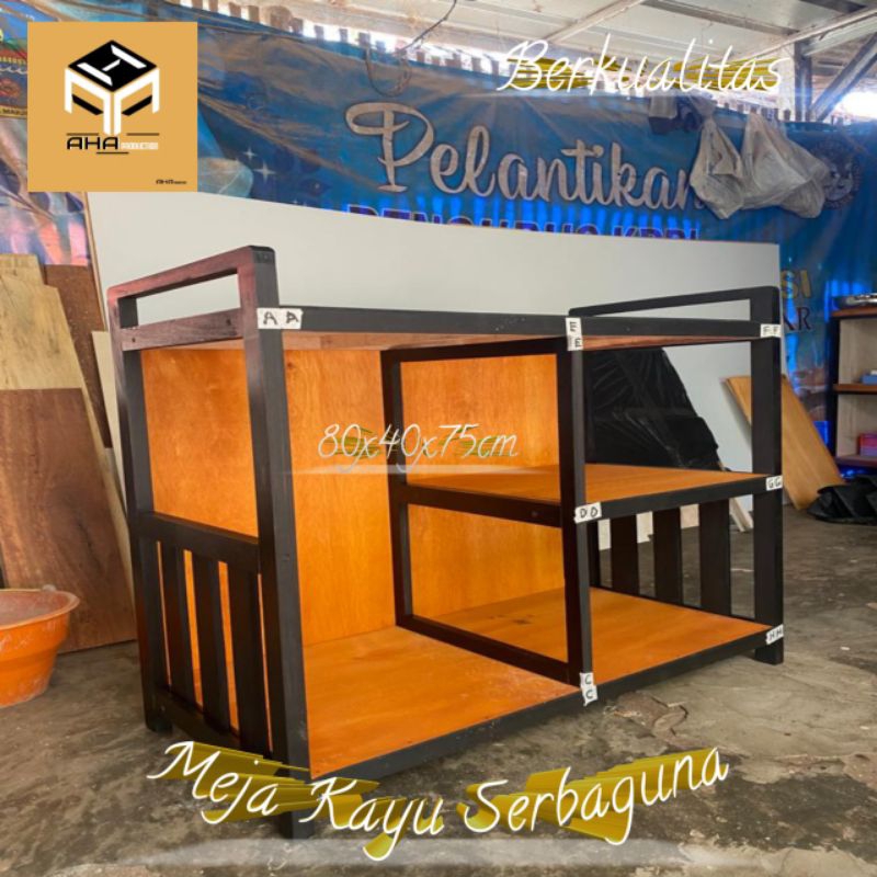 Meja Tempat Kompor gas 2 tungku / Rak Bumbu dapur serbaguna