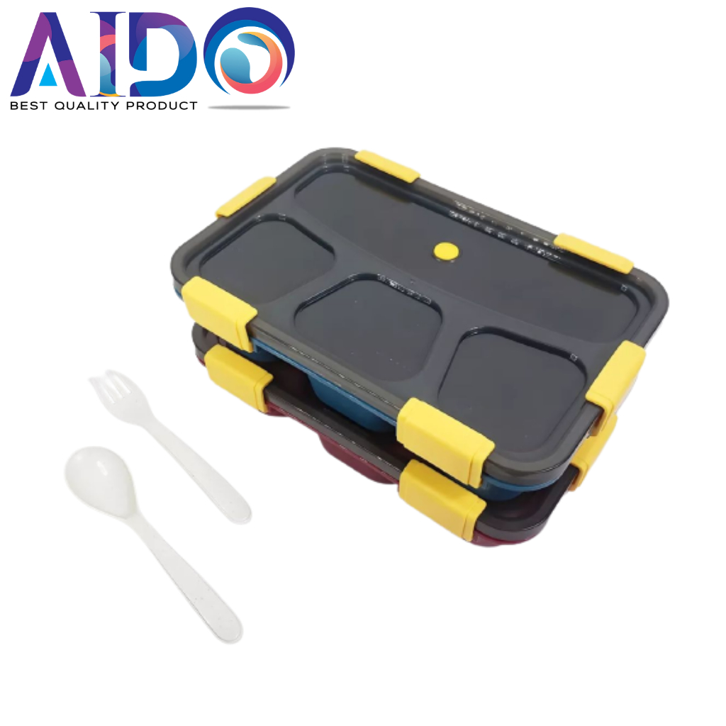 Tempat makan Bento Kotak Bekal/ lunch box free Sendok garpu lunch box Free Sendok BPA Free