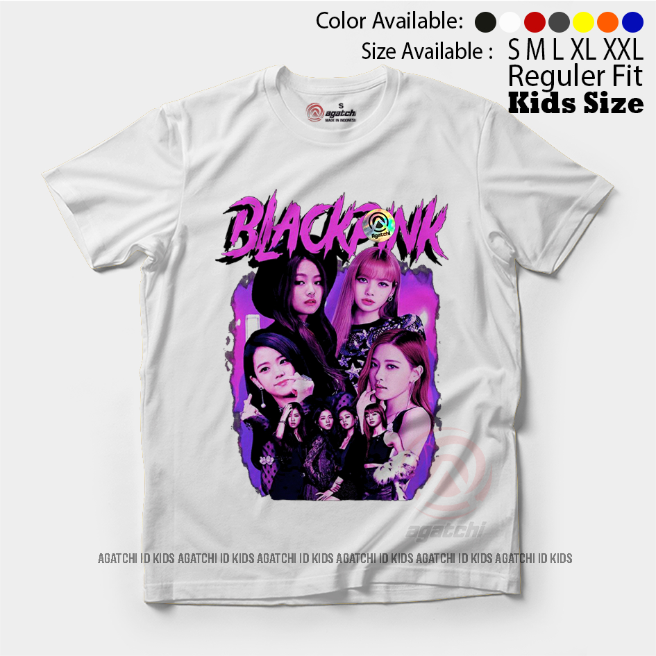 Baju Kaos Atasan Anak Perempuan Agatchi Motif Black Pink - V2