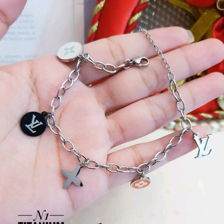 Gelang Tangan Rantai Titanium Silver 3005a3