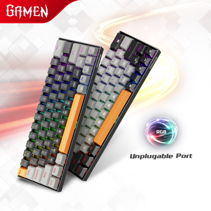 GAMEN Titan III Mechanical Pluggable Switch Blue Gaming Keyboard Wired RGB LED Light PBT Keycaps Original For PC Laptop- Garansi 1 tahun