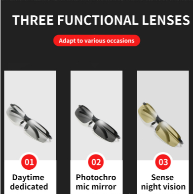 Kacamata Fashion Kacamata Photochromic Hitam Frame Polarized Siang Malam