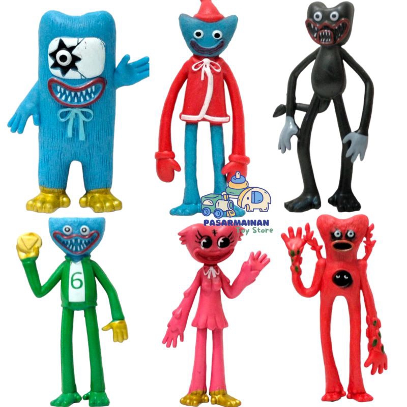 Figure Huggy Wuggy Game Horor Poppy Platime Set mainan miniatur pajangan