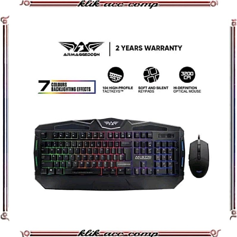 Keyboard Mouse Armaggeddon AK-6770 Wired 3200CPI - Armaggeddon AK6770